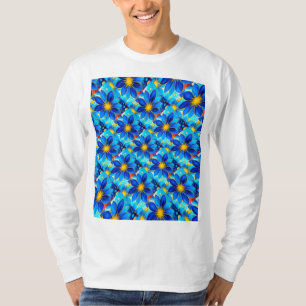 blauw bloemenpatroon t-shirt