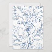 blauw bloemenpatroon twee foto bruiloft kaart (Achterkant)