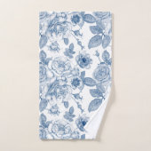  blauw bloemenpatroonbad bad handdoek (Handdoek)