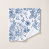  blauw bloemenpatroonbad bad handdoek (Wasdoekje)