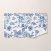  blauw bloemenpatroonbad bad handdoek (Handdoek)