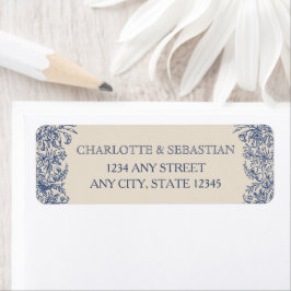 Blauw bloemenrand retouradres labels