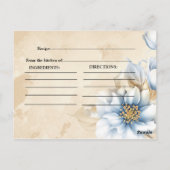  Blauw bloemenrecept Vrijgezellenfeest Briefkaart (Achterkant)