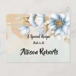 Blauw bloemenrecept Vrijgezellenfeest Briefkaart