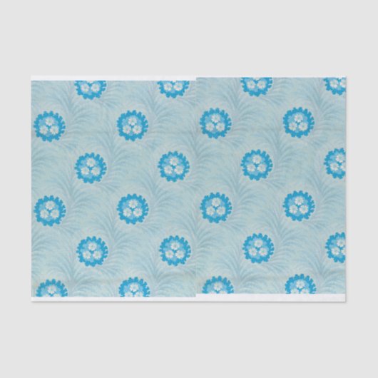 Blauw bloemenretro ontwerp tissuepapier (Voorkant)