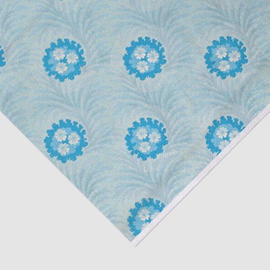Blauw bloemenretro ontwerp tissuepapier (Detail)