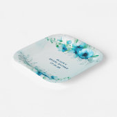 Blauw Bloemenschilderwerk Persoonlijke Bruidsdouch Papieren Bordje (Gebogen)