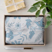 Blauw Bloemenserie Design 8 Tissuepapier (Geschenk)