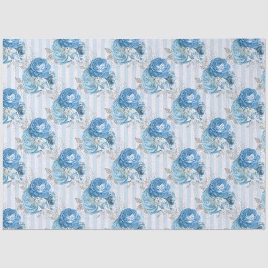 Blauw Bloemenserie Ontwerp 11 Tissuepapier (Voorkant)