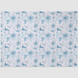 Blauw Bloemenserie Ontwerp 7 Tissuepapier