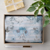 Blauw Bloemenserie Ontwerp 9 Tissuepapier (Geschenk)