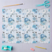 Blauw Bloemenserie Ontwerp 9 Tissuepapier (Craft)