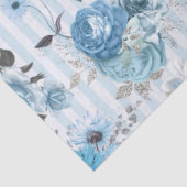 Blauw Bloemenserie Ontwerp 9 Tissuepapier (Detail)