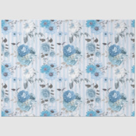 Blauw Bloemenserie Ontwerp 9 Tissuepapier