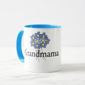 blauw bloemenshirt mok (Voorkant links)