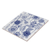 Blauw  bloementegelpatroon tegeltje (Zijkant)