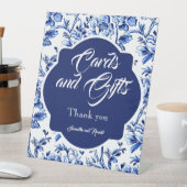 Blauw Bloementoilet trouwkaarten en geschenken taf Reclamebord Met Voetstuk (Insitu)