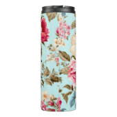  blauw bloementuinpatroon thermosbeker (Achterkant)