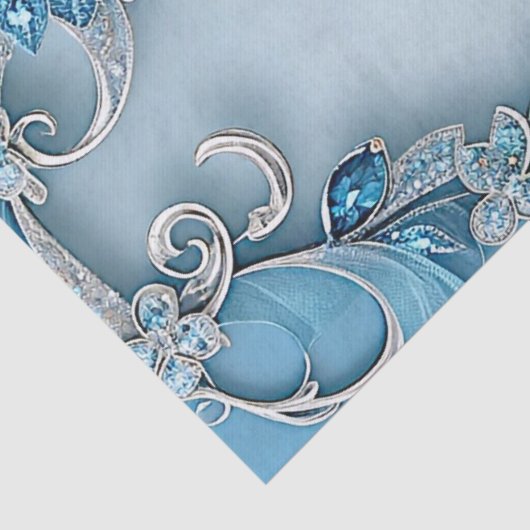 Blauw  bloemenweefselpapier tissuepapier (Detail)