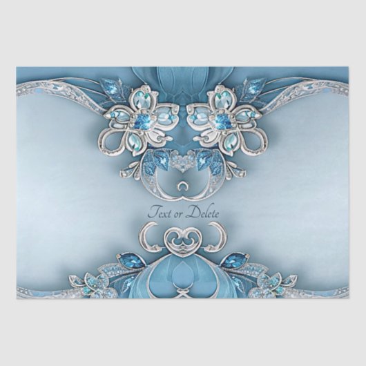 Blauw  bloemenweefselpapier tissuepapier (Voorkant)