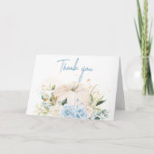 Blauw Bloemenzoet klein pompoen Baby shower Bedankkaart (Voorkant)
