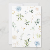 Blauw Bloemenzoet klein pompoen Baby shower Kaart (Achterkant)