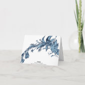  blauw bloemetjes bord geel Bedankt kaart (Achterkant)