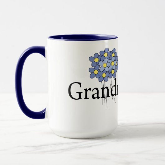  blauw bloemetjesT-shirt Mok (Links)