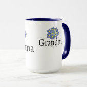  blauw bloemetjesT-shirt Mok (Voorkant rechts)