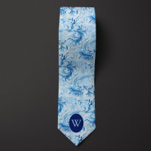 Blauw bloemgeïnspireerd monogram
