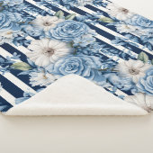 Blauw Bloemgestreept Bruiloftsfeest Sherpa Deken (3/4)