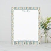 Blauw bloemgestreept randontwerp gepersonaliseerd (Staand voorkant)