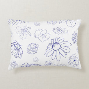 Blauw bloemig accent kussen