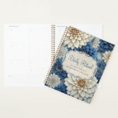 Blauw Bloemig Agenda Planner Notitieboek (Display)