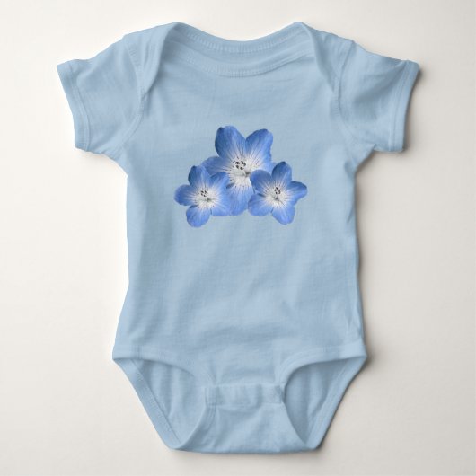 Blauw Bloemig Baby Meisje Rompertje Romper (Voorkant)
