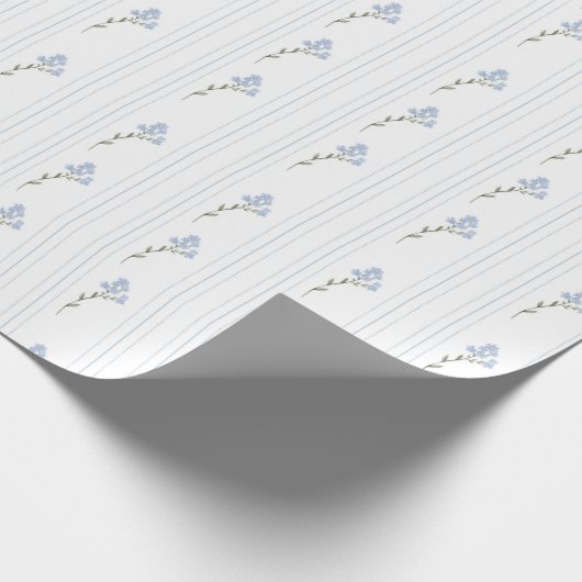 Blauw bloemig Baby shower inpakpapier (Hoek)