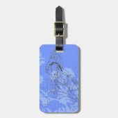 Blauw Bloemig Barrel Racer Bagagelabel (Voorkant verticaal)