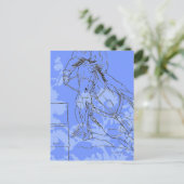 Blauw Bloemig Barrel Racer Briefkaart (Staand voorkant)