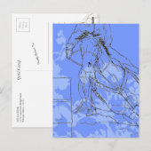Blauw Bloemig Barrel Racer Briefkaart (Voorkant / Achterkant)