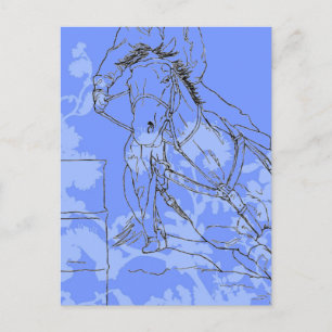 Blauw Bloemig Barrel Racer Briefkaart