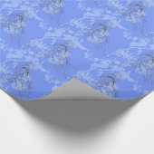 Blauw Bloemig Barrel Racer Cadeaupapier (Hoek)