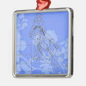 Blauw Bloemig Barrel Racer Metalen Ornament (Links)