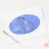 Blauw Bloemig Barrel Racer Ovale Sticker (Envelop)