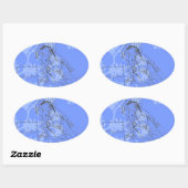 Blauw Bloemig Barrel Racer Ovale Sticker (Vel)