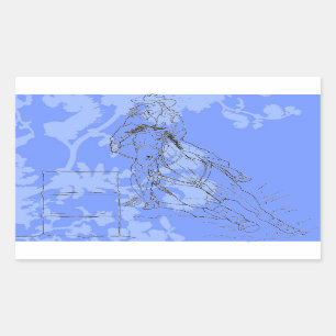 Blauw Bloemig Barrel Racer Rechthoekige Sticker