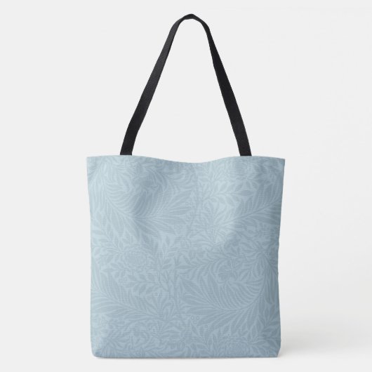 Blauw bloemig botanisch patroon monogram tote bag (Achterkant)