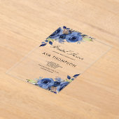 Blauw bloemig bruidsacryl shower uitnodiging (Laagn)