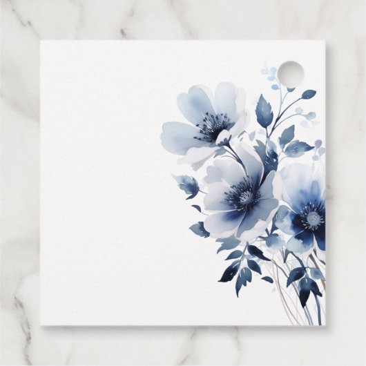 Blauw Bloemig Bruidsdiner Bedankjes Labels (Achterkant)