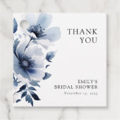 Blauw Bloemig Bruidsdiner Bedankjes Labels (Voorkant)