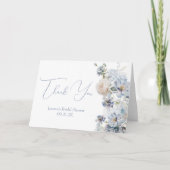 Blauw Bloemig Bruidsdiner Bedankkaart (Voorkant)